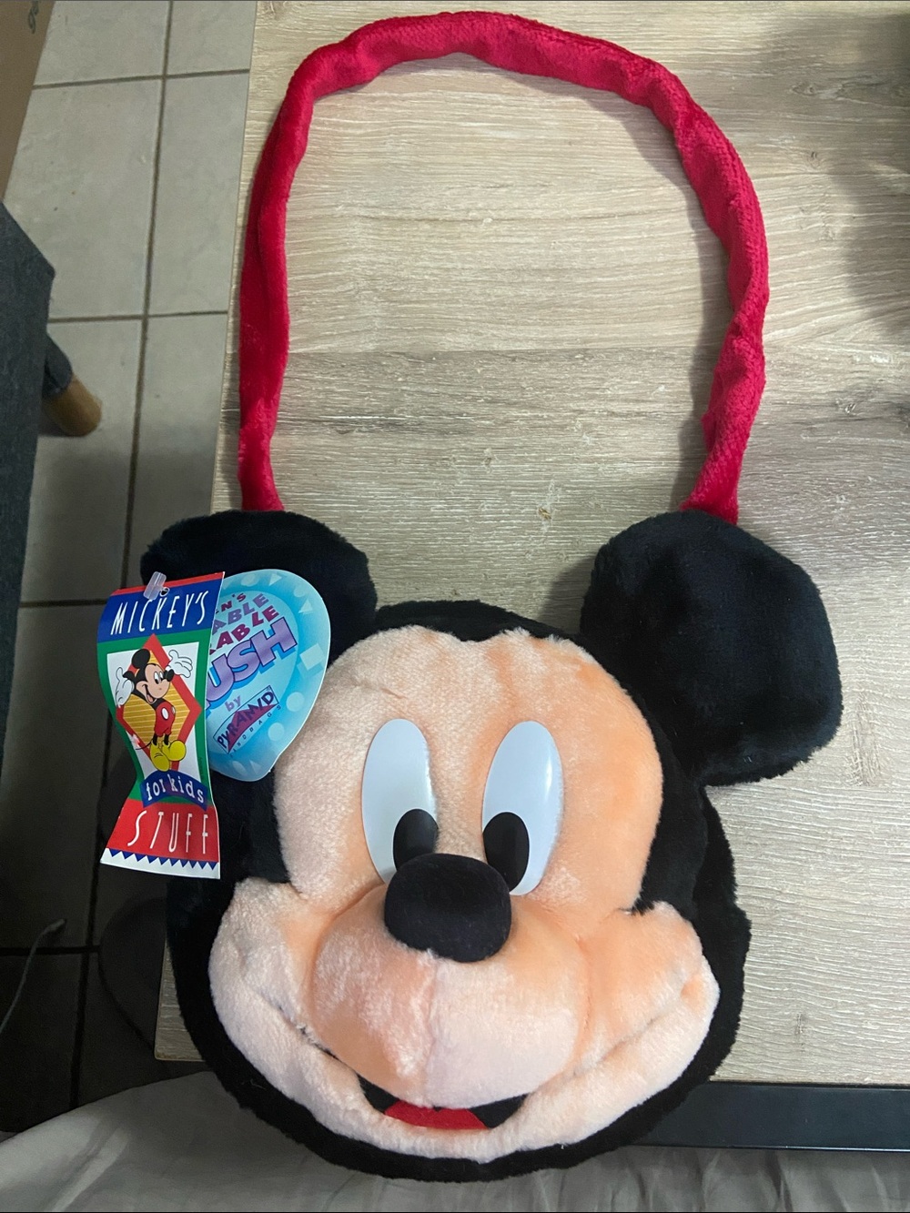 Vintage Mickey's Stuff For Kids Mickey Mouse Plush Zip Shoulder Bag NEW